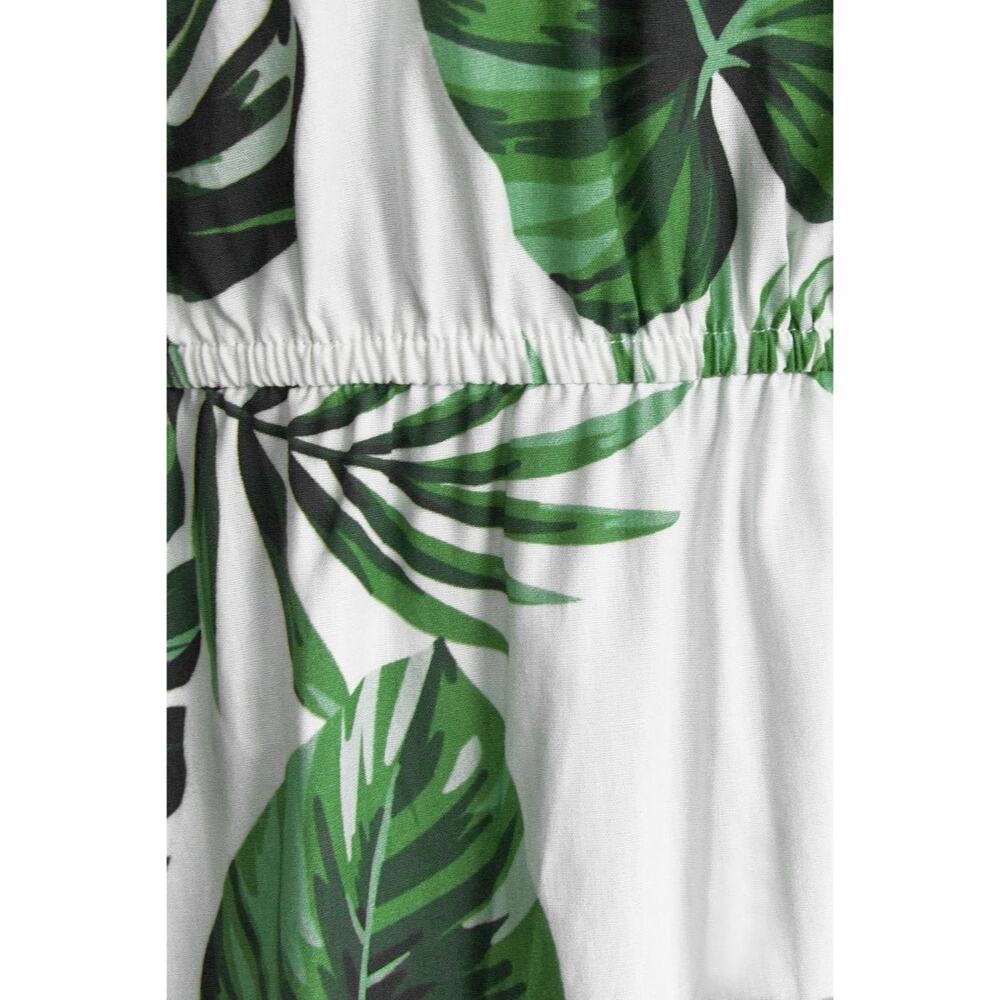 Cupshe Tropical One Shoulder Cotton Ruffle Leaf Print Midi Coverup Dress XS - Picture 4 of 7